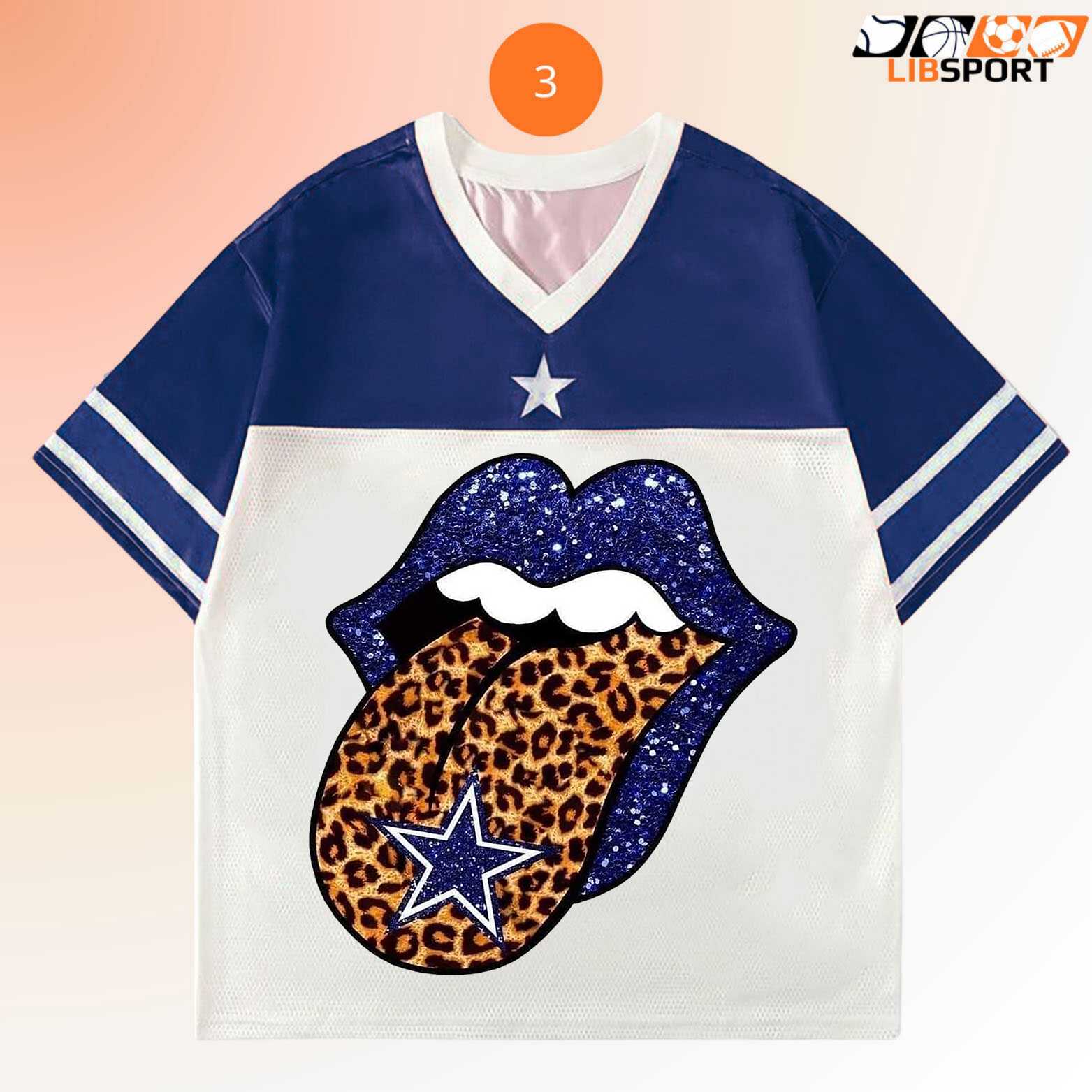 Dallas Cowboys Glam Lips Jersey, Unisex Game Day Fan Tee